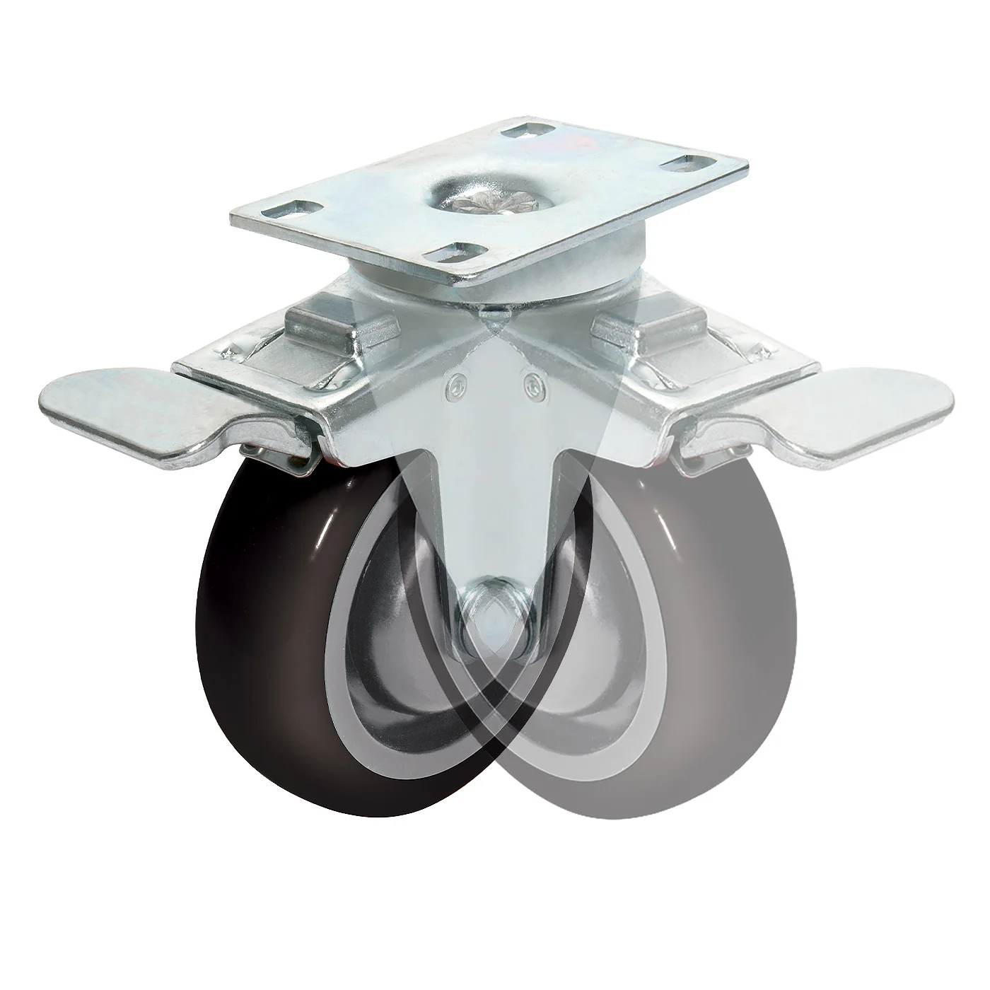 Castors with Brake - 75mm - Pack of 4 - Image 3