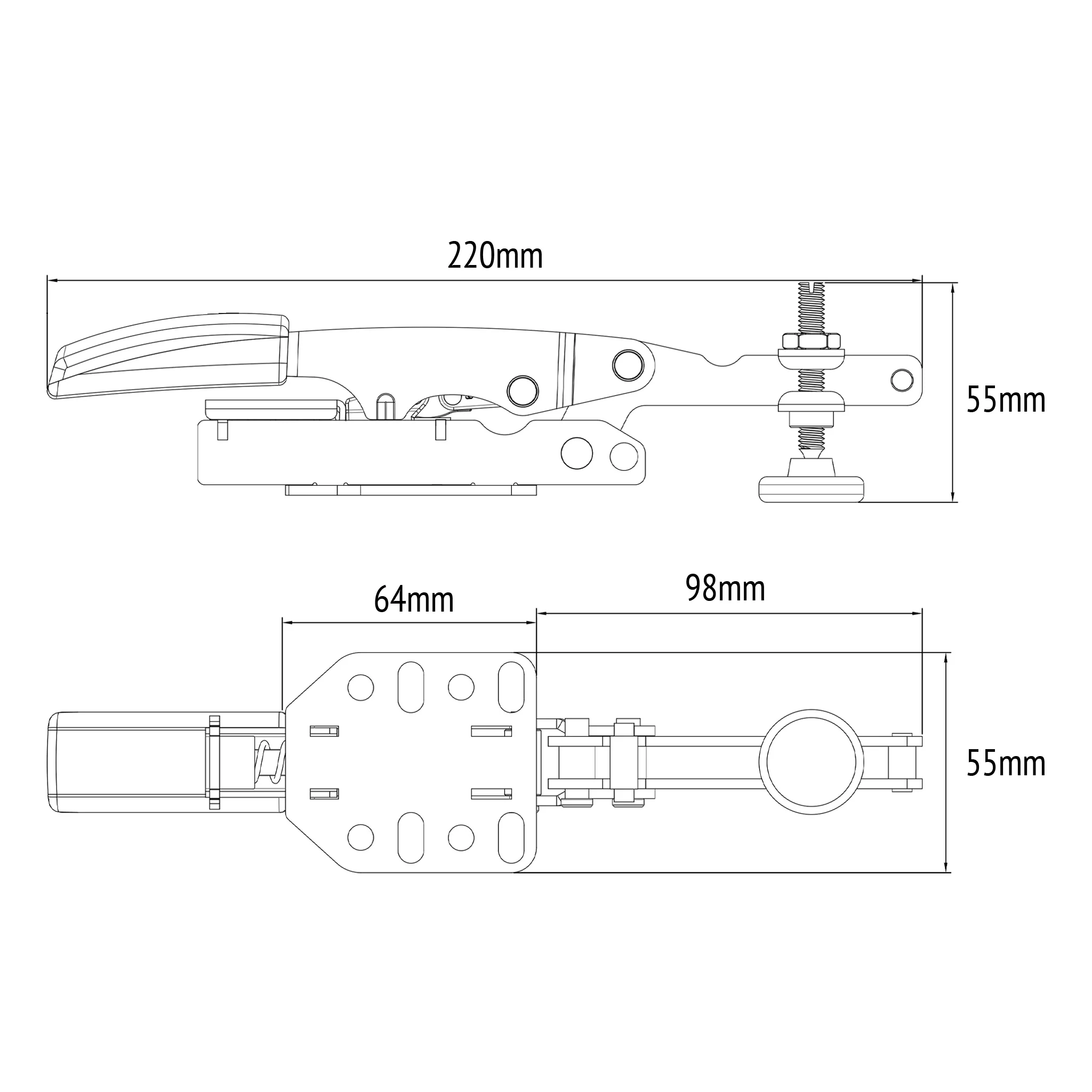 Horizontal Toggle Clamp - 40mm with Plate and Posts - Image 9